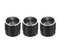 sourcing map 3pcs Potentiometer Knob Knurled Shaft Black Aluminum 6mm Shaft Dia. Rotary Knob 15mmx13mm Volume Control Knob