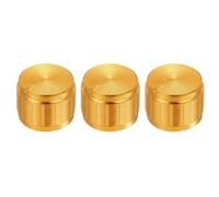 sourcing map 3pcs Potentiometer Knob Knurled Shaft Gold Aluminum 6mm Shaft Dia. Rotary Knob 17mmx13mm Volume Control Knob
