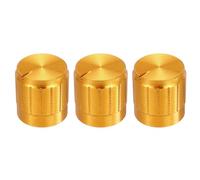 sourcing map 3pcs Potentiometer Knob Knurled Shaft Gold Aluminum 6mm Shaft Dia. Rotary Knob 17mmx17mm Volume Control Knob