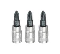 sourcing map 3Pcs Pozi Bit Socket 1/4" Drive PZ2 S2 Steel Security Head Screwdriver Drill Bits CR-V Steel Socket Adapter for Home Auto Axle Hex Nuts Bolts Repair