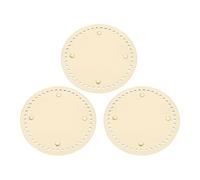 sourcing map 3pcs PU Leather Knitting Purse Bottom, 5.9 Inch Round Crochet Bag Bottom Base Pad for Knitting Crochet Tote Bag Handbag Purse Making, Apricot
