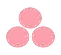 sourcing map 3pcs PU Leather Knitting Purse Bottom, 5.9 Inch Round Crochet Bag Bottom Base Pad for Knitting Crochet Tote Bag Handbag Purse Making, Pink