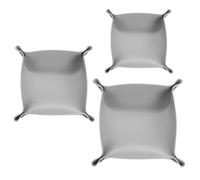 sourcing map 3pcs PU Leather Valet Tray Unisex Folding Mini Small Big Catchall Tray Portable Entryway Table Tray Nightstand Bedside Desk Tray for Key Wallet Watch Coin Jewelry Dice, Gray