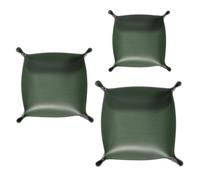 sourcing map 3pcs PU Leather Valet Tray Unisex Folding Mini Small Big Catchall Tray Portable Entryway Table Tray Nightstand Bedside Desk Tray for Key Wallet Watch Coin Jewelry Dice, Green