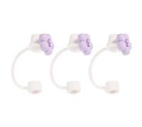 sourcing map 3pcs Purple Flower Silicone Straw Cover Cap for Water Cup with Straw.Straw,10mm/0.4in Dust-Proof Reusable Straw Tips Lids.