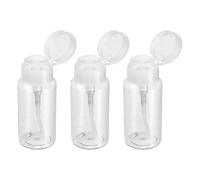 sourcing map 3pcs Push Down Pump Dispenser 5.3OZ (150ML) Plastic Nail Polish Remover Pumping Empty Bottle with Flat Flip Cap for Makeup Remover Alcohol Facial Toner, Clear