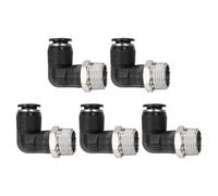 sourcing map 3pcs Push to Connect Tube Fitting 3/8" BSPT Male Thread x 8mm ID 90 Degree Pneumatic Quick Connect Air Fittings, Black