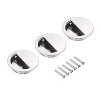 sourcing map 3pcs Recessed Handle Stainless Steel 40mm/1.57" Semicircle Sliding Door Pulls with Screws, Round Embedded Design Finger Pulls Handles for Sliding Barn Bypass Doors Wardrobe Drawer