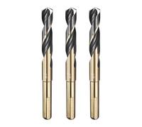 sourcing map 3pcs Reduced Shank Twist Drill Bit 9/16" Dia 1/2" Shank High Speed Steel M2 Black and Gold Oxide Finish Drill Bits for Drilling Hard Metals, Stainless Steel, Cast Iron