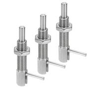 sourcing map 3Pcs Retractable Indexing Plunger Pin, M10 l Spring Plunger Stainless Steel Spring Loaded Latch Telescopic Locking Pin with Nut for Machinery Shipbuilding
