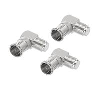 sourcing map 3pcs Right Angle Coaxial Connector Quick Push on F Male to F Female Adapter 75 Ohm Waterproof for Coaxial Cable, Wall Mounted TV, Cabinet