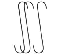 sourcing map 3Pcs S Hooks for Hanging, 11.8 Inch Extra Long Iron Hangers for Wardrobe Kitchen Workshop Closet Bathroom Garden, Black