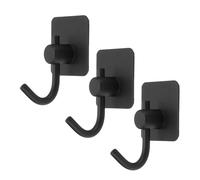 sourcing map 3pcs Self Adhesive Wall Hooks Waterproof Stainless Steel Sticky Towel Closet Hooks Adhesive Wall Mount Hangers Without Drill for Bathroom Kitchen Washroom Home, Black