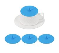 sourcing map 3Pcs Silicone Cup Covers, 3.94" Teardrop Universal Cup Lids Reusable Drinking Hot and Cold Beverages for Mugs Tea Cups Coffee Cup, Blue
