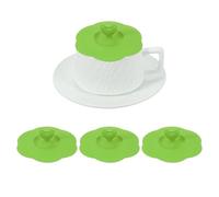 sourcing map 3Pcs Silicone Cup Covers, 4.72" Heart Universal Cup Lids Reusable Drinking Hot and Cold Beverages for Mugs Tea Cups Coffee Cup, Green