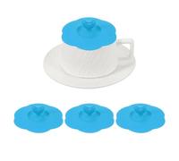 sourcing map 3Pcs Silicone Cup Covers, 4.72" Heart Universal Cup Lids Reusable Drinking Hot and Cold Beverages for Mugs Tea Cups Coffee Cup, Blue