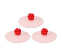 sourcing map 3pcs Silicone Cup Lid, Universal Mug Covers with Rose Pattern for Coffee Mugs, Cups, and Glass Red