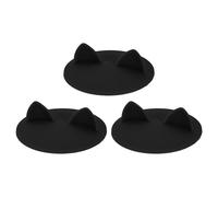 sourcing map 3Pcs Silicone Cup Lids, 3.9 Inch Mug Cover Seal Cat Ear Silicone Cup Covers Reusable Anti-Dust Airtight Mug Lid for Hot and Cold Drinks Cup Glass Cup Coffee Cup, Black
