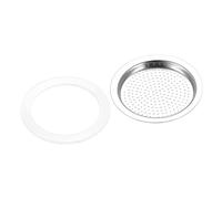 sourcing map 3pcs Silicone Gasket 38x50mm and 1pcs Stainless Steel Filter Screen 46x38mm for 1-Cup Mocha Coffee Pot