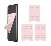 sourcing map 3Pcs Silicone Suction Phone Case Adhesive Mount, Non-Slip Sticky Phone Grip Holder Suction Cup Mount 3.39" x 2.28" for Cellphone Selfie and Video, Light Pink