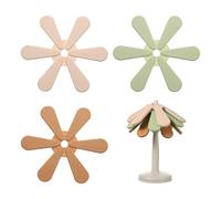 sourcing map 3Pcs Silicone Trivet Mat for Hot Dishes, Tree Shaped Trivet Set Heat Resistant for Hot Pots, Bowl, and Teapots (White/Green/Brown)