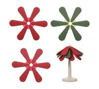 sourcing map 3Pcs Silicone Trivet Mat for Hot Dishes, Tree Shaped Trivet Set Heat Resistant for Hot Pots, Bowl, and Teapots (Red/Green/Light Red)