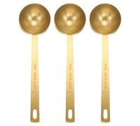 sourcing map 3pcs Single Measuring Spoon 2tbsp (6tsp, 30ml) Teaspoon/Tablespoon 304 Stainless Steel Single Tiny Square Bowl Measuring Spoon Long Handle Measure Scoop, Gold