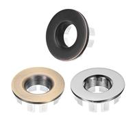 sourcing map 3pcs Sink Overflow Ring Set, Bathroom Kitchen Basin Trim Bath Sink Hole Round Brass Overflow Drain Cover Insert in Hole (Silver Tone, Brushed Black, Bronze)
