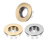 sourcing map 3pcs Sink Overflow Ring Set, Bathroom Kitchen Basin Trim Bath Sink Hole Round Brass Overflow Drain Cover Insert in Hole (Silver Tone, Gold Tone, Bronze)