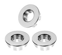 sourcing map 3pcs Sink Overflow Rings, Bathroom Kitchen Basin Trim Bath Sink Hole Round Hollow Brass Overflow Drain Cover Insert in Hole (Silver Tone)