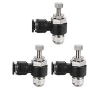 sourcing map 3pcs SL5/16-NPT1/4 Air Flow Control Valve Push to Connect Fitting 1/4 Inch OD 1/8 Inch NPT 90 Degree Elbow Air Hose Control Valve Fitting Push Lock, Black