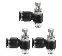 sourcing map 3pcs SL8-NPT1/8 Air Flow Control Valve Push to Connect Fitting 1/4 Inch OD 1/8 Inch NPT 90 Degree Elbow Air Hose Control Valve Fitting Push Lock, Black