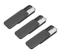 sourcing map 3Pcs Slide Top Tin Containers, Mini Metal Empty Tins Box with Sliding Lids, 3.1"x1.3"x0.4" Rectangular Storage Organizers for Lip Balm, Solid Perfume, Small Items, Black