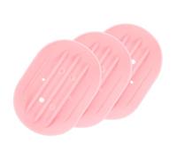 sourcing map 3Pcs Small Soap Dish, Silicone Bathroom Soap Holder Oval Shape Bar Soap Dish Self-Draining Soap Tray with Holes for Shower, Bathroom, Kitchen, Counter Top (Pink)