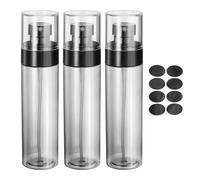 sourcing map 3Pcs Small Spray Bottles, 100ml/3.4 oz Travel Size Spray Bottle Fine Mist Empty Refillable Travel Containers with Labels for Perfume Cosmetic Essential Oil (Black/Clear)