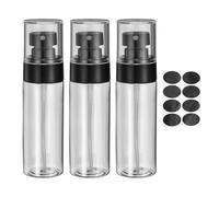 sourcing map 3Pcs Small Spray Bottles, 60ml/2 oz Travel Size Spray Bottle Fine Mist Empty Refillable Travel Containers with Labels for Perfume Cosmetic Essential Oil (Black/Clear)