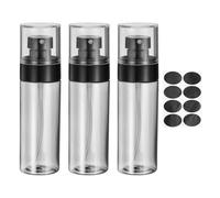 sourcing map 3Pcs Small Spray Bottles, 80ml/2.7 oz Travel Size Spray Bottle Fine Mist Empty Refillable Travel Containers with Labels for Perfume Cosmetic Essential Oil (Black/Clear)