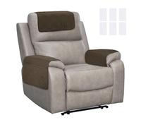 sourcing map 3Pcs Sofa Armrest Covers, Armchair Covers with Side Storage Pocket Waterproof Recliner Chair Protector Anti-Slip Couch Arm Headrest Protect for Home Living Room, Coffee Brown