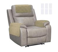 sourcing map 3Pcs Sofa Armrest Covers, Armchair Covers with Side Storage Pocket Waterproof Recliner Chair Protector Anti-Slip Couch Arm Headrest Furniture Protect for Home Living Room, Camel