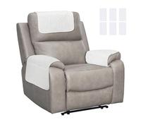 sourcing map 3Pcs Sofa Armrest Covers, Armchair Covers with Side Storage Pocket Waterproof Recliner Chair Protector Anti-Slip Couch Arm Headrest Protect for Home Living Room, Pure White