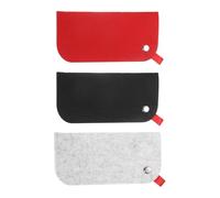 sourcing map 3pcs Soft Eyeglasses Bag Portable Felt Glasses Case Sunglasses Storage Pouch Case Holder, Red, Black, Grey