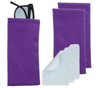 sourcing map 3pcs Soft Glasses Case, Squeeze Top Portable Glasses Bag, Velvet Sunglasses Pouch with Cleaning Cloth, Suitable for Men and Women Sunglasses (Purple)