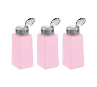 sourcing map 3pcs Solvent Alcohol Dispenser 250ml(8.8oz) Nail Polish Remover Push Down Liquid Dispenser Pump Bottle with Stainless Steel Press Head for Acetone Solution, Red