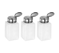 sourcing map 3pcs Solvent Alcohol Dispensers 180ml(6oz) Push Down Liquid Dispenser Pump with Sealing Stainless Steel Lid for Acetone Solution, White