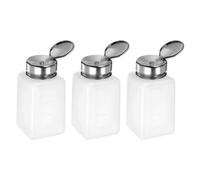 sourcing map 3pcs Solvent Alcohol Dispensers 200ml(6.7oz) Push Down Liquid Dispenser Pump with Sealing Stainless Steel Lid for Acetone Solution, White