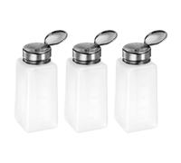 sourcing map 3pcs Solvent Alcohol Dispensers 250ml(8.5oz) Push Down Liquid Dispenser Pump with Sealing Stainless Steel Lid for Acetone Solution, White