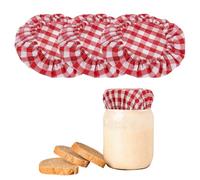 sourcing map 3Pcs Sourdough Jar Cover, Reusable Sourdough Cloth Cover Breathable Cotton Cloth for Bowl Dough Preserving Lids Bread Baking Supplies, Red Plaid