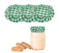 sourcing map 3Pcs Sourdough Jar Cover, Reusable Sourdough Cloth Cover Breathable Cotton Cloth for Bowl Dough Preserving Lids Bread Baking Supplies, Green Plaid