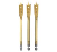 sourcing map 3Pcs Spade Drill Bit 1/2" Paddle Flat Bits Wood Hole Cutter with Quick Change 1/4 Inch Hex Shank for Woodworking Fiberglass, Gold Tone
