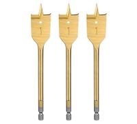 sourcing map 3Pcs Spade Drill Bit 1" Paddle Flat Bits Wood Hole Cutter with Quick Change 1/4 Inch Hex Shank for Woodworking Fiberglass, Gold Tone